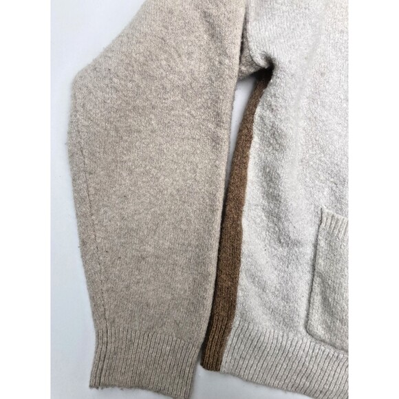 Madewell Cream Color-Block Button Cardigan Large Sweater V-neck Relaxed Fit - Picture 5 of 11